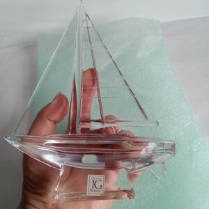 clear glass sailboat JG Durand Made In France